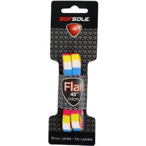  Sof Sole Flat Laces, White/Blue/Pink/Yellow, 45: Sports 