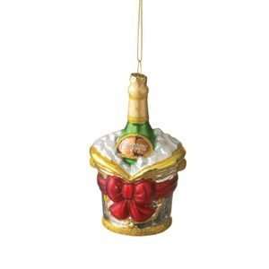  Glass Champagne in Ice Bucket Christmas Ornament: Home 