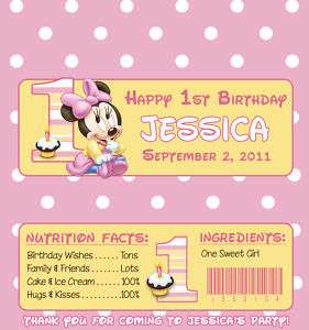 MINNIE MOUSE 1ST BIRTHDAY CANDY WRAPPERS / PARTY FAVORS  