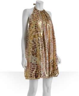 by Allen Schwartz gold printed metallic silk bubble dress 