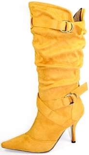 Mustard Yellow High Heel Mid Calf Women Boots 6 us  