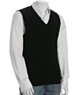 Harrison black cashmere v neck sweater vest  BLUEFLY up to 70% off 