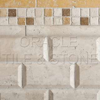 Ivory Travertine 2 X 4 Honed & Beveled Brick Mosaic  