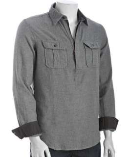 Just A Cheap Shirt grey cotton zip neck pullover shirt