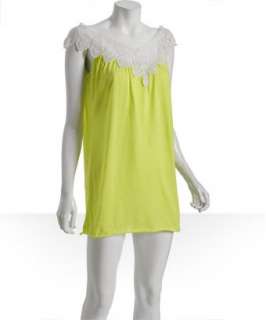 LnA neon yellow lace trim v neck dress  