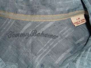 TOMMY BAHAMA BLUE BUTTON FRONT CAMP LOUNGE SHIRT MENS L  