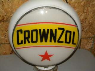 Old Crown Zol Gas Pump Station Globe oil Gill Glass Body sign Original 
