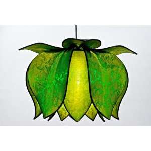   24 Silk Hanging Lamp   Blooming Lotus   Lime Green