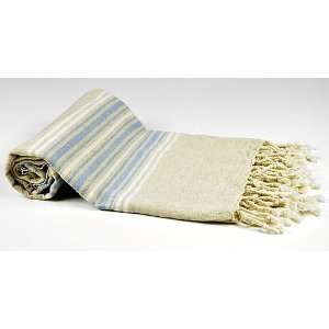  Linen Turkish Towel Pestemal With Soft Blue and White 
