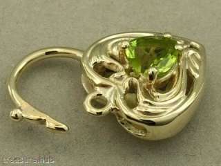 LOVELY 9ct SOLID YELLOW GOLD NATURAL Peridot HEART PADLOCK / CLASP