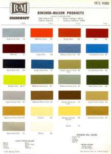 1972 FORD PAINT COLOR SAMPLE CHIPS CARD OEM COLORS  