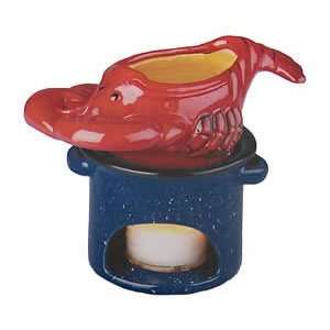 Coastal Nautical Red Lobster Butter Warmer Pot Set  