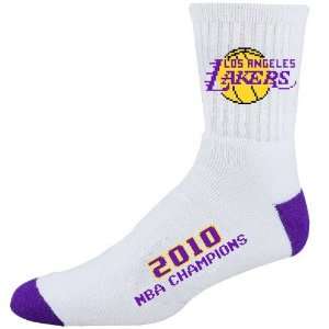  Los Angeles Lakers 2010 NBA Champions Mens White Socks 