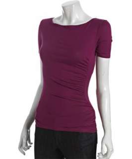 Rebecca Beeson cognac jersey ruched front short sleeve t shirt 
