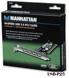Manhattan Hi Speed 5 Port USB 2.0 PCI Card, 171557  