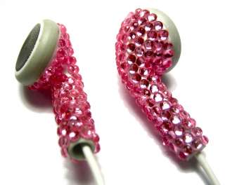 Pink Crystal Rhinestone iPhone Earphones Earbuds w/MIC  