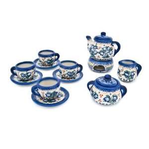    Polish Pottery Bluebell Miniature Tea Set