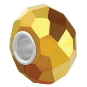 : Bauble LuLu Metallic Gold Facet Crystal Glass European/Memory Charm 