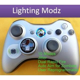 Silver Modded Xbox 360 Rapid Fire Controller with Blue LED and Special 