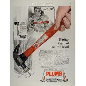  1922 Ad Plumb Nail Hammer Scout Ax Axe Carpenter Tools 