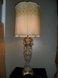   Victorian Elegant Crystal Hollywood Regency Lamp with Tear Drop Prisms