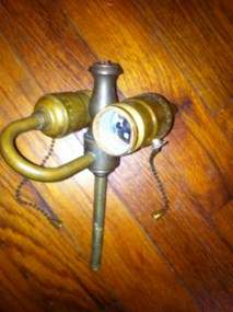 vintage antique LAMP pull Chain HOLDER SOCKETS LAMP CLUSTER DUAL LIGHT 