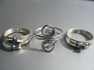Silver Tone Diamante Toe Rings ~ Choice of Designs  