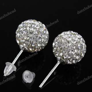   CRYSTAL AUTHENTIC 925 STERLING SILVER FASHION STUD EARRINGS 10MM