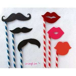 Mustaches and Lips on Paper Straw Set. Photo Booth Props for weddings 