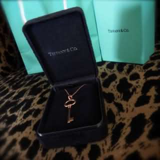   Tiffany & Co 18K Rose Gold Oval Key Pendant Necklace w/ box and bag