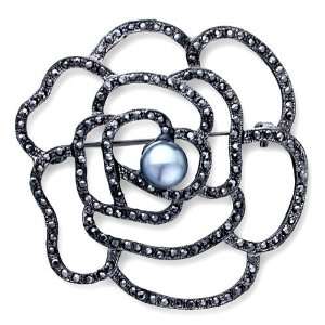   Black Gray Rhinestone Crystal Pearl Brooches Pins: Pugster: Jewelry