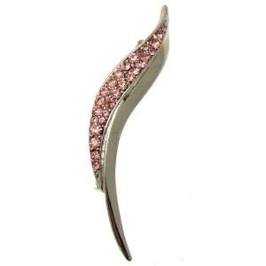  Acosta   Rose Pink Crystal   Modern Leaf Brooch Jewelry