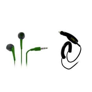  EMPIRE 3.5mm Stereo Earbud Headphones (Neon Green) + Car 
