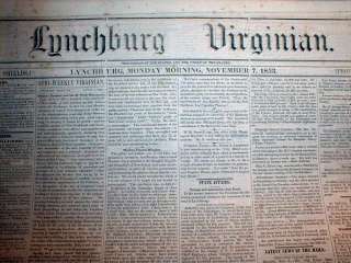   Virginia Pre Civil War newspaper ad AUCTION SALE 100 NEGRO SLAVES