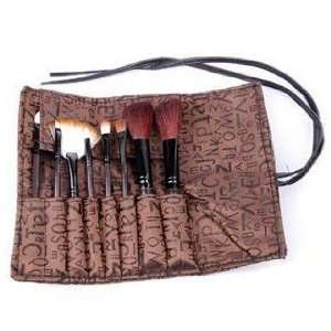  8 PCs Professional Makeup Cosmetic Brush Set Kit Case Free 