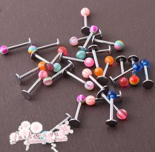 Lots 100 pcs 16g Spike/Ball Stainless Steel Labret Lip Rings Bars 