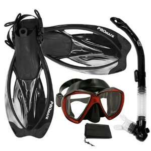  Snorkeling Scuba Dive Semi Dry Snorkel Mask Fins Gear Set 