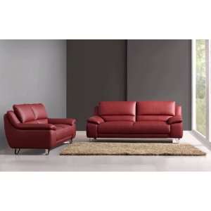  Abbyson Living   Valencia Red Leather Sofa and Loveseat 