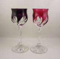Luigi Colani Art Glass Vases~Large Goblets~Red & Purple Cut to Clear 