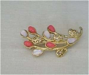 Vintage Trifari Gold Pin with Stones ExCond  