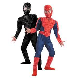  Kids Reversible Black/Red Spiderman Costume: Toys & Games