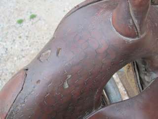 Antique Vintage Western High Tall Back Leather Horse Saddle  
