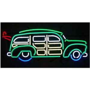    Rare   Surfin Woody Wagon with Surfboard Neon Bar Sign Electronics