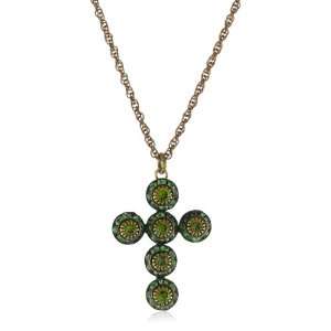    Green Swarovski Crystal Rondelle Small Cross Necklace Jewelry
