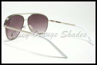   TOP AVIATOR METAL Frame DG Fashion Sunglasses for WOMEN SILVER/WHITE