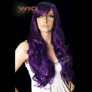 63cm Long Dark Purple Curly Hair Wig 03A94  