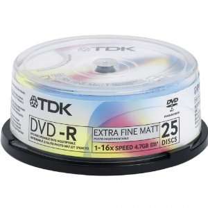  TDK DVD R 4.7Gb 16x Spindle 25 Printable