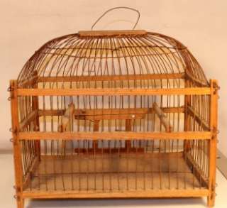   ANTIQUE SMALL RUSTIC PRIMITIVE Bird Cage Wire Wood OOAK NR  