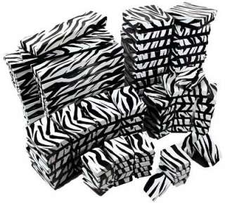 100 assorted new zebra print cotton jewelry gift boxes this is a set