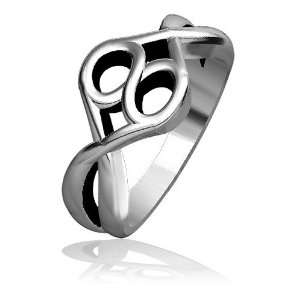  Infinity Hearts Ring with Black Finish, Love Ring, 10mm in 